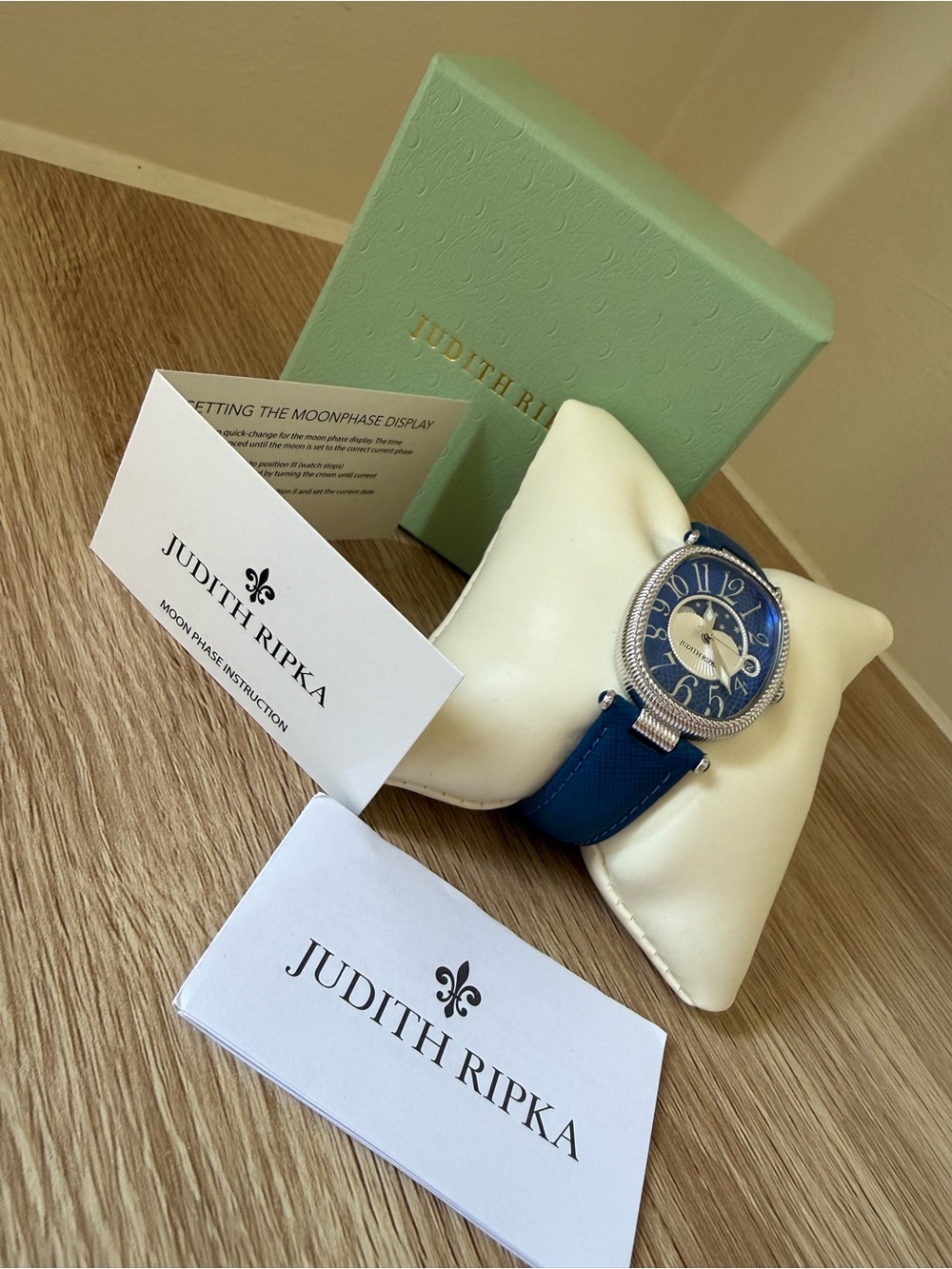 Judith Ripka Blue Oval Moonphase Watch